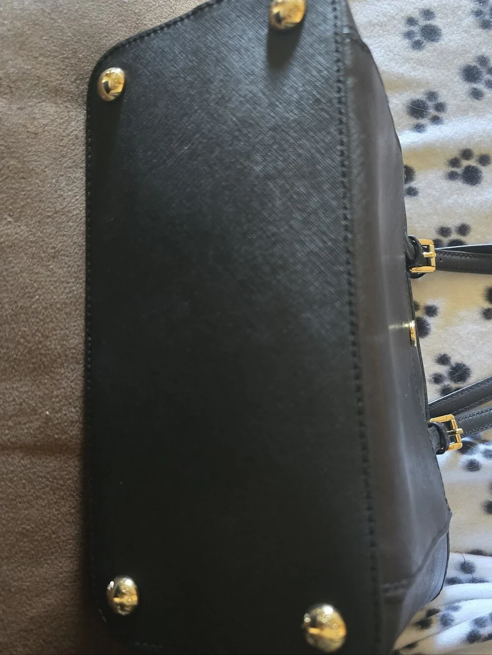 Michael Kors Black Saffiano Tote with Gold MK Charm